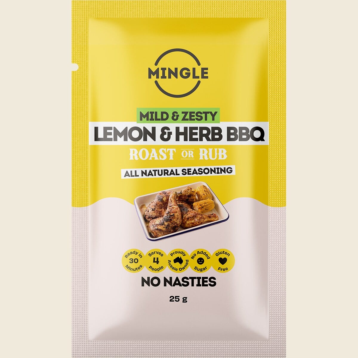 Mingle Lemon & Herb BBQ Roast Or Rub All Natural Seasoning 12x25g