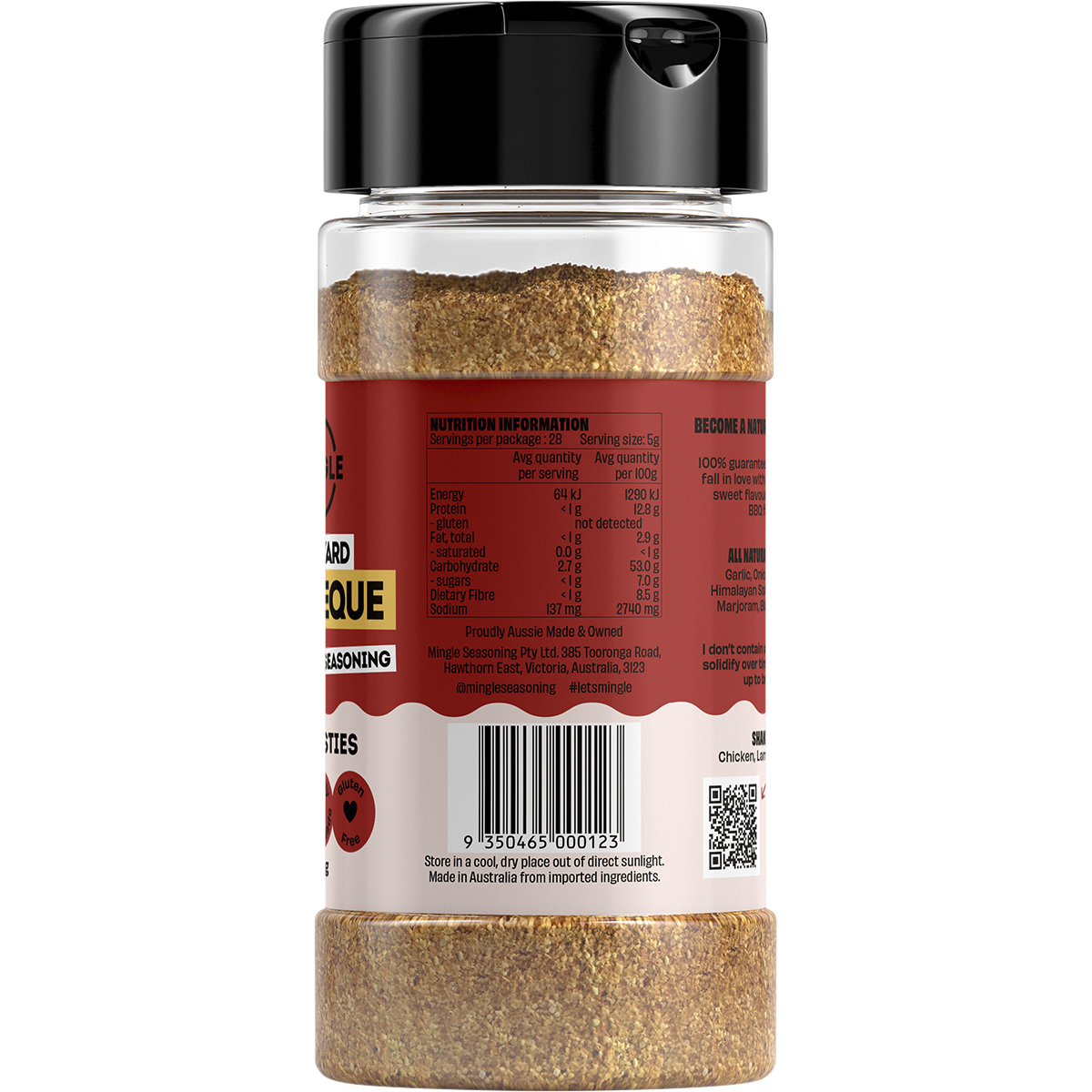 Mingle Backyard Barbeque All Natural Seasoning 140g right side