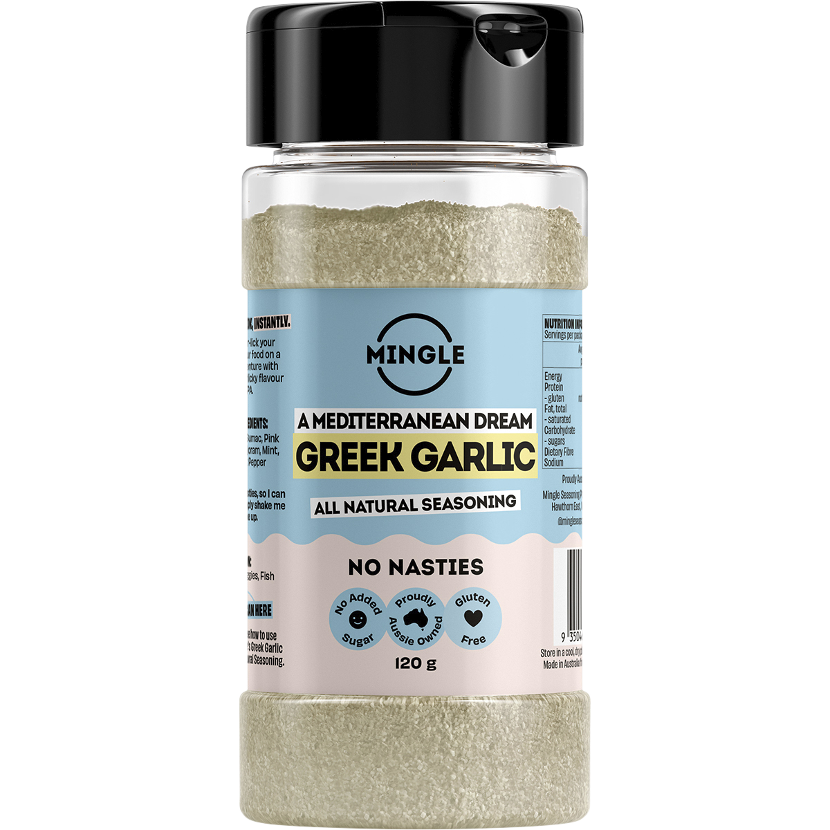 Mingle Greek Garlic All Natural Seasoning 120g front