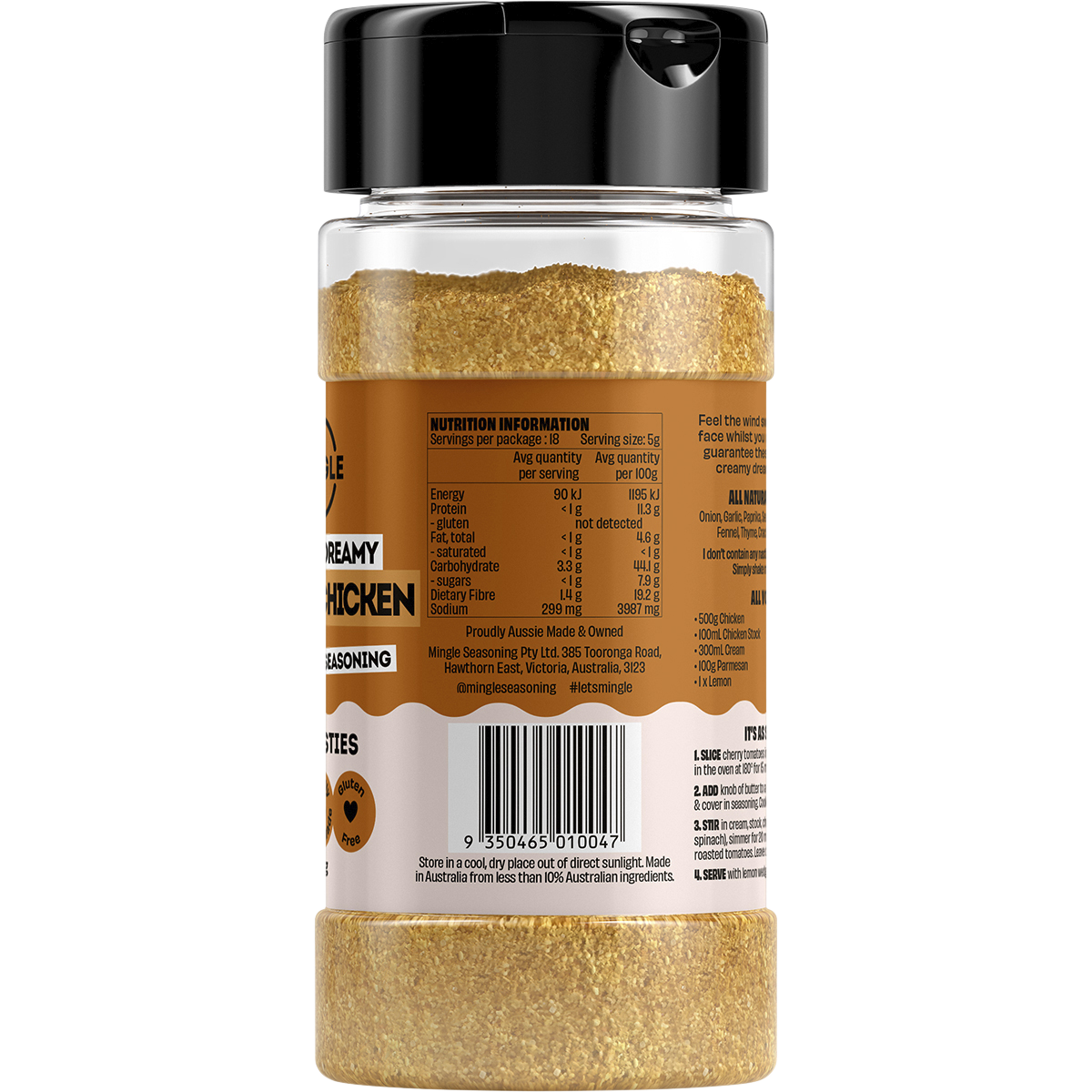 Mingle Tuscan Chicken All Natural Seasoning 90g right side