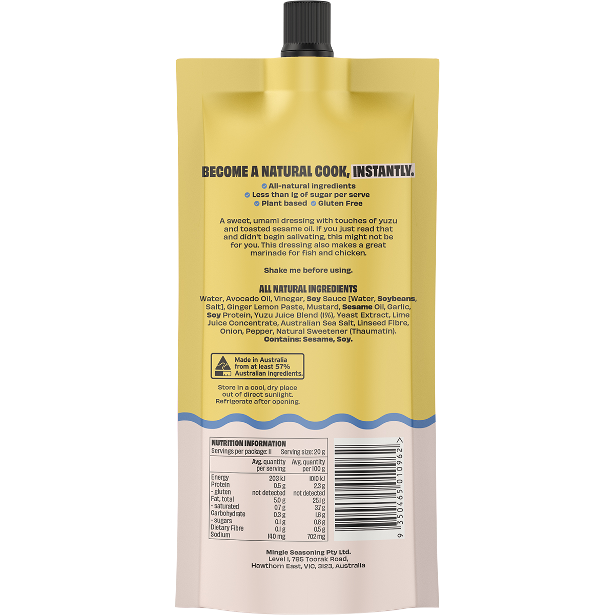 Mingle Japanese Style All Natural Salad Dressing 220g back