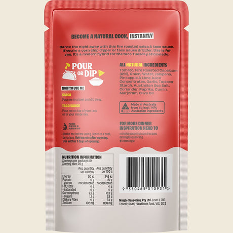Mingle Salsa & Taco All Natural Sauce 200g x 8-pack back