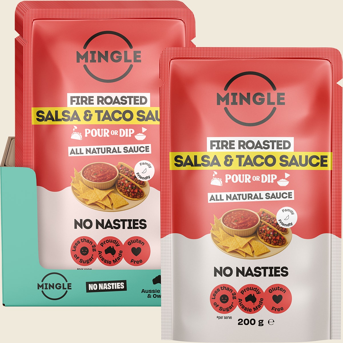 Mingle Salsa & Taco All Natural Sauce 200g x 8-pack combo