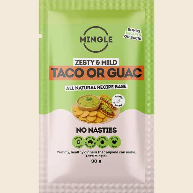 Mingle Taco or Guac All Natural Recipe Base 30g x 12-pack front