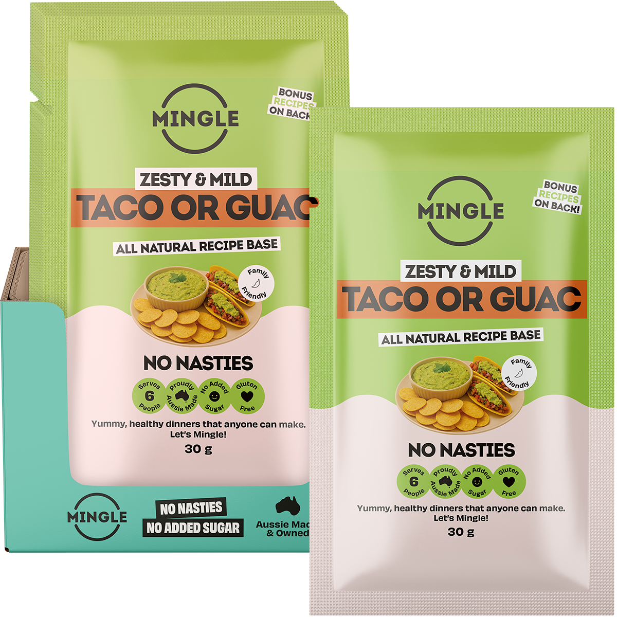 Mingle Taco or Guac All Natural Recipe Base 30g combo