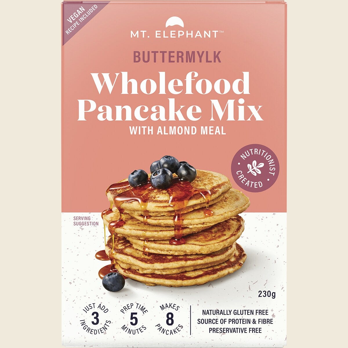 Mt. Elephant Wholefood Gluten Free Pancake Mix Buttermylk 230g