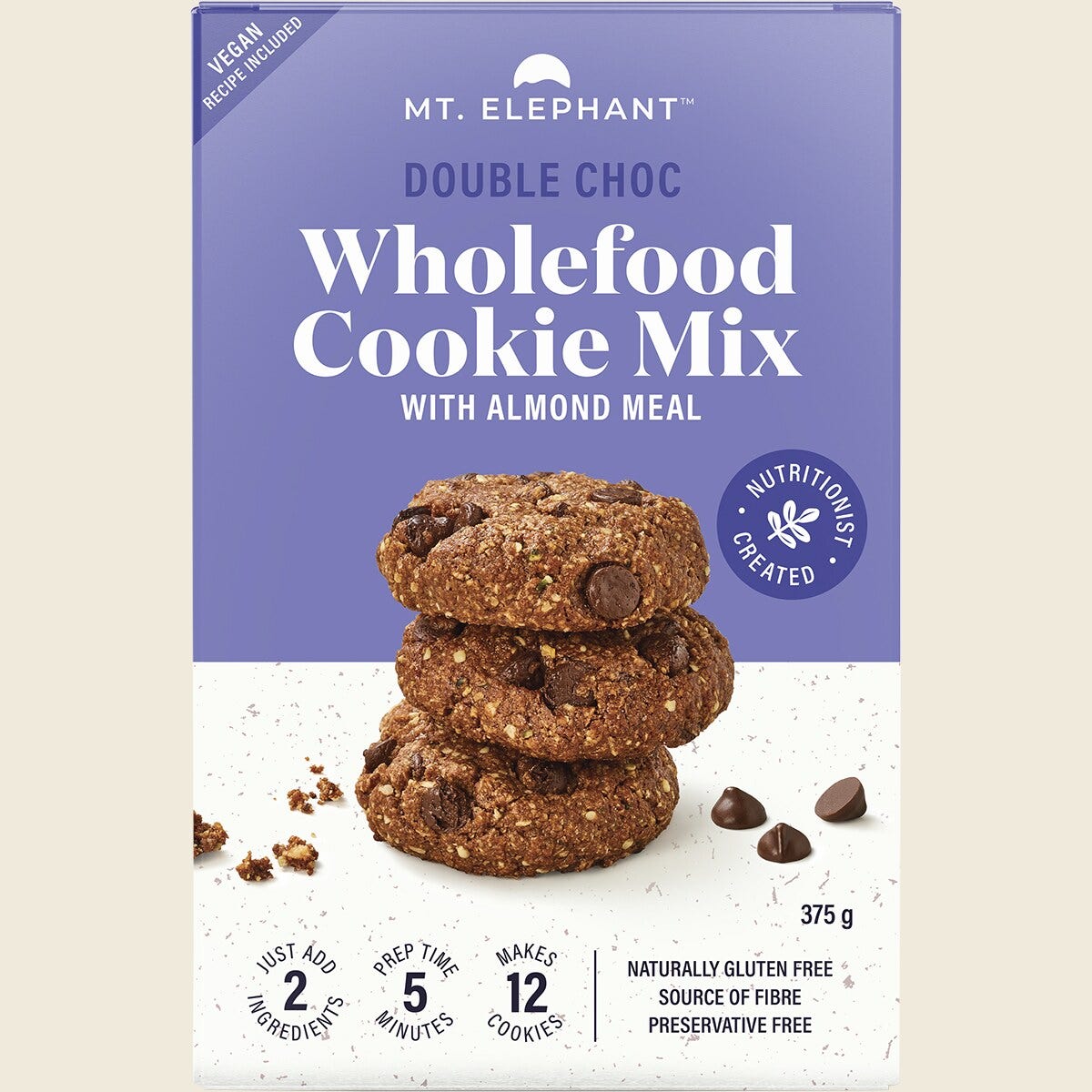Mt. Elephant Wholefood Gluten Free Cookie Mix Double Choc 375g