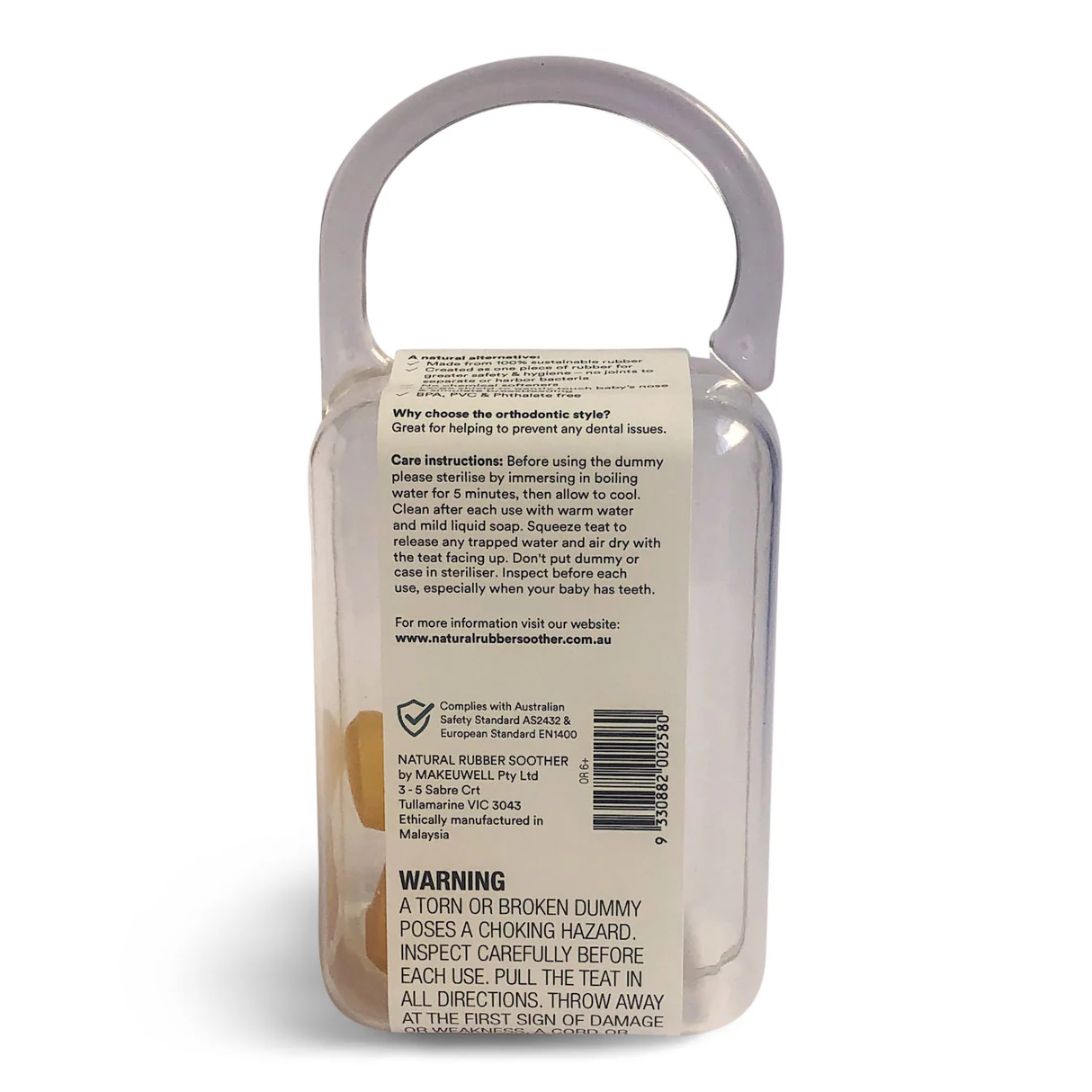 Natural Rubber Soother Ortho (0-6months) Single Pack With Case Back