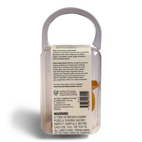 Natural Rubber Soother Round Large (6+ Months) - Single With Case Back