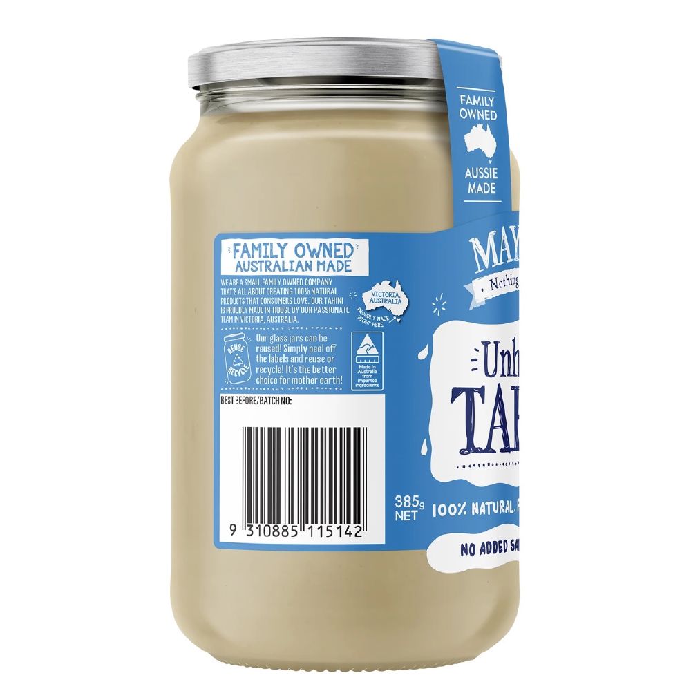 Mayvers Tahini Unhulled 385g Right Side