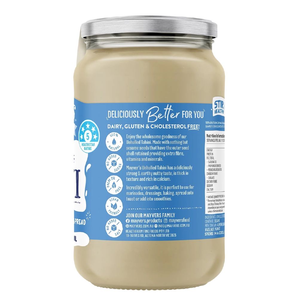 Mayvers Tahini Unhulled 385g Back