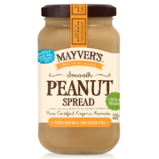 Mayver's Peanut Spread Smooth Organic 375g