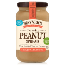 Mayver's Peanut Spread Crunchy Organic 375g x6