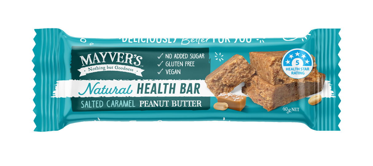 Mayver's Natural Health Bars- Salted Caramel 40g x15 - Clearance