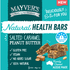 Mayver's Natural Health Bars-Salted Car 150g x6