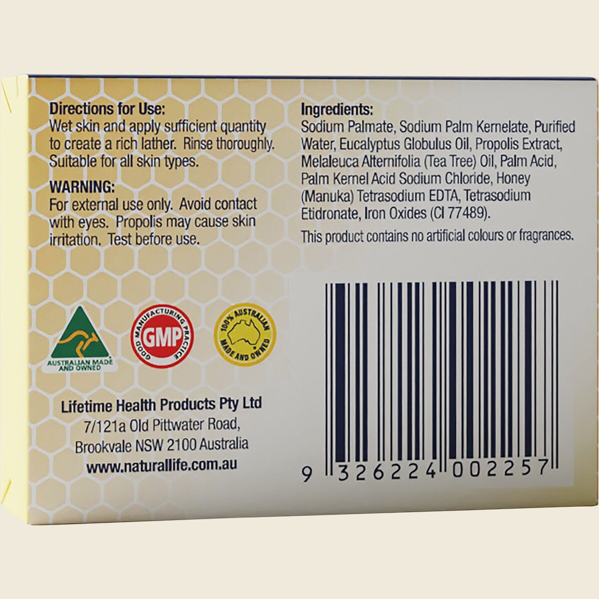 Natural Life Propolis Soap with Tea Tree, Eucalyptus & Manuka Honey 100g