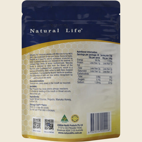 Natural Life Propicol Propolis & Manuka Honey Candies 40pcs