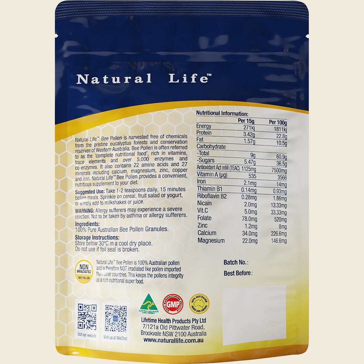 Natural Life Bee Pollen Granules 250g