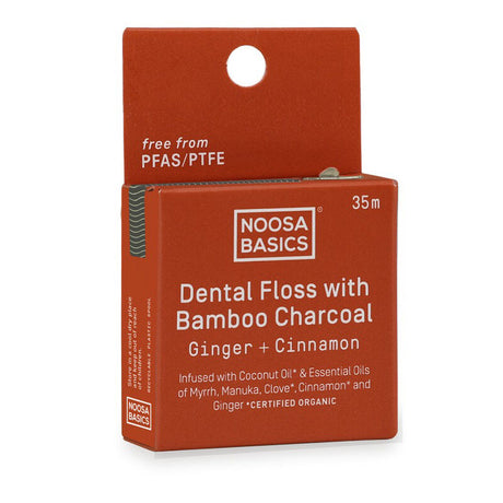 Noosa Basics Dental Floss with Bamboo Charcoal Ginger + Cinnamon 35m