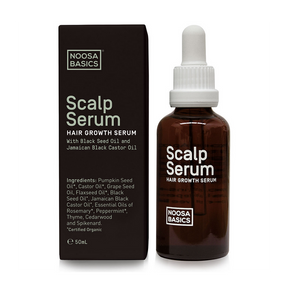 Noosa Basics Scalp Serum bottle and packaging on a white background