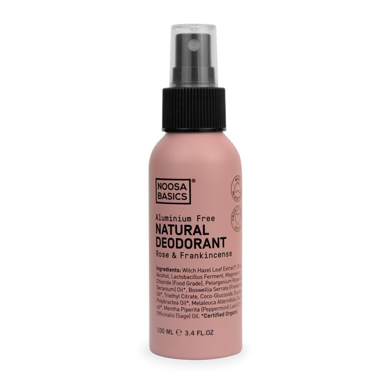 Noosa Basics Certified Organic Natural Deodorant Spray Rose & Frankincense 100ml