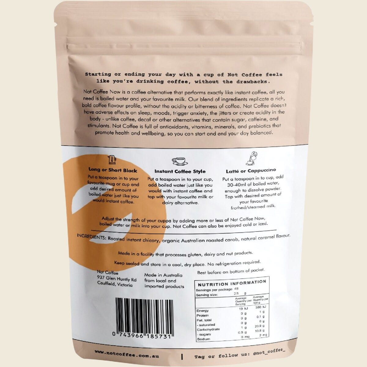 Not Coffee Instant Coffee Alternative Caramel 120g