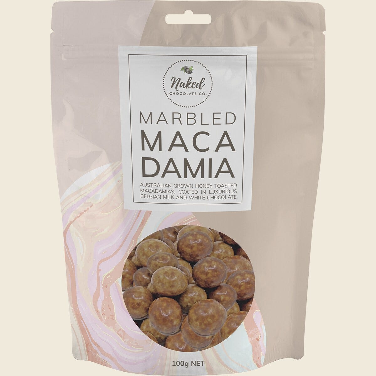 Naked Chocolate Co Marbled Macadamia Milk and White Chocolate 100g