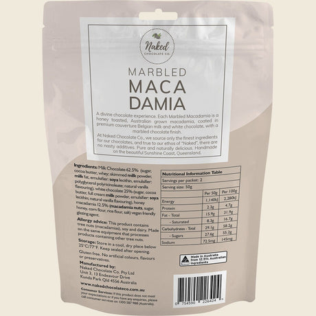 Naked Chocolate Co Marbled Macadamia Milk and White Chocolate 100g