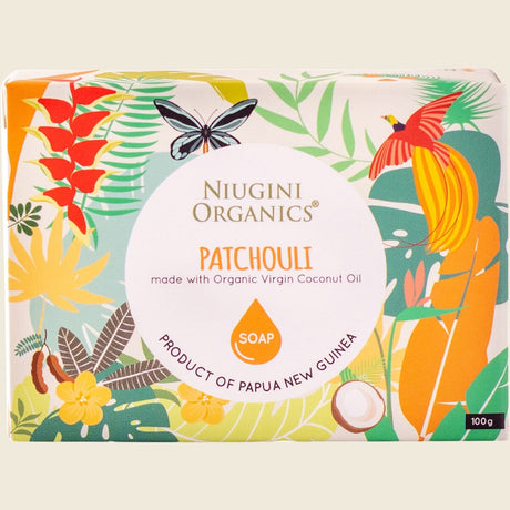 Niugini Organics Soap Coconut Oil & Patchouli 100g front