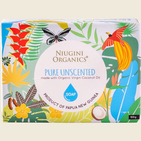 Niugini Organics Virgin Coconut Oil Soap Pure (Unscented) 100g – front product image