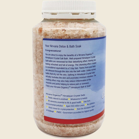 Nirvana Organics Himalayan Detox Bath Soak Salt 1kg – left side packaging