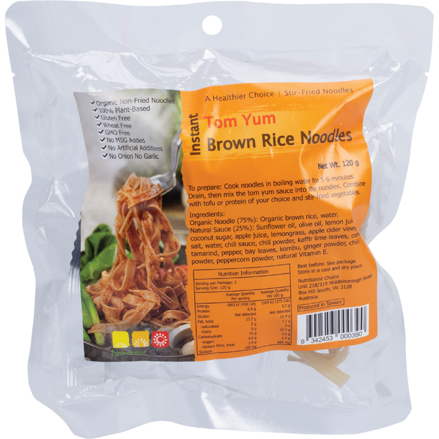 Nutritionist Choice Instant Tom Yum Brown Rice Noodle Kit 120g – front product packaging
