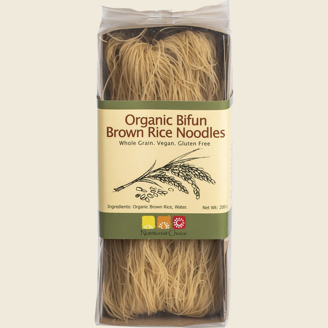 Nutritionist Choice Certified Organic Bifun Brown Rice Noodles 200g – front product image