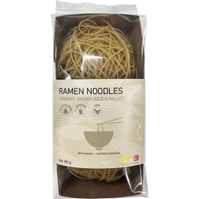 Nutritionist Choice Certified Organic Brown Rice & Millet Ramen Noodles 180g – front product packaging