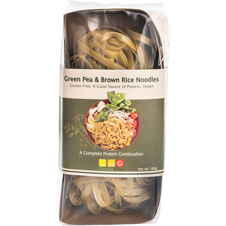 Nutritionist Choice Green Pea & Brown Rice Noodles 180g – front product packaging