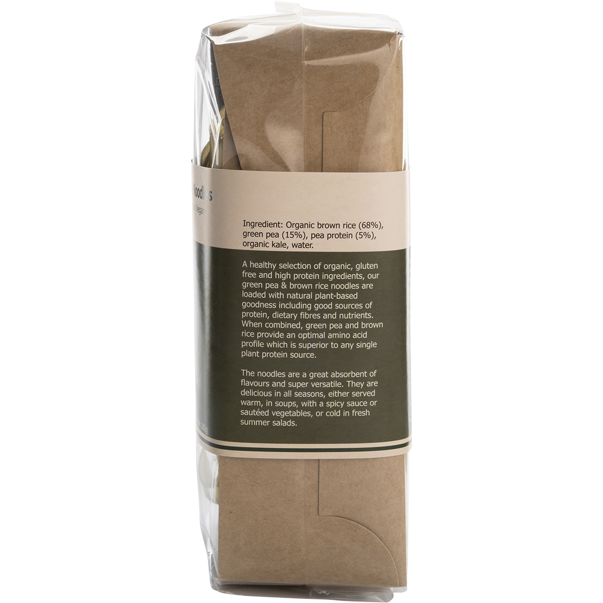 Nutritionist Choice Green Pea & Brown Rice Noodles 180g – right side packaging