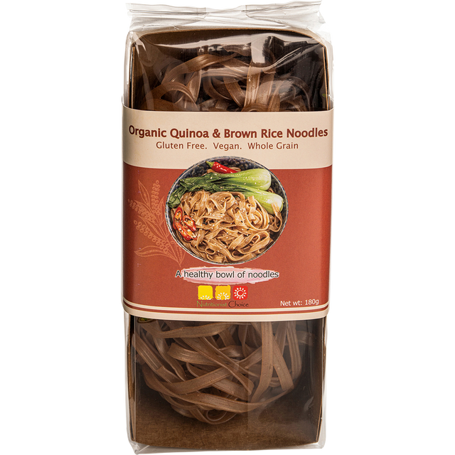 Nutritionist Choice Certified Organic Quinoa & Brown Rice Noodles 180g – front product packaging