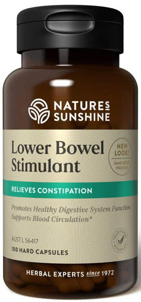 Natures Sunshine Lower Bowel Stimulant Vegecaps 100 Caps Front