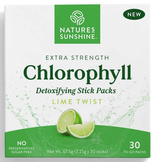 Natures Sunshine Extra Strength Chlorophyll Stick Packs Lime Twist 30 to-go packs Front