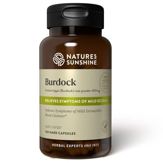 Natures Sunshine Burdock 410mg 100 Caps Front
