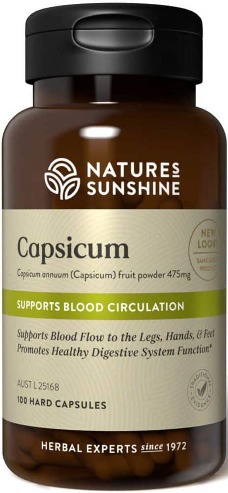 Natures Sunshine Capsicum 475mg 100 Caps Front