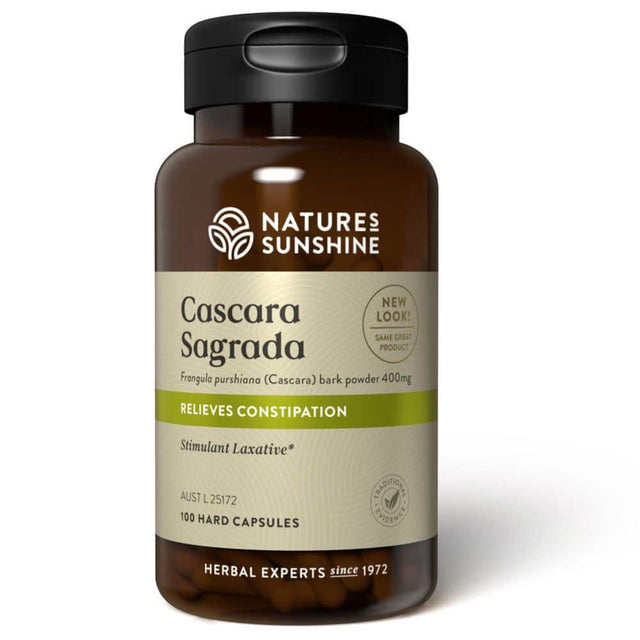 Natures Sunshine Cascara Sagrada 400mg Vegecaps 100 Caps Front