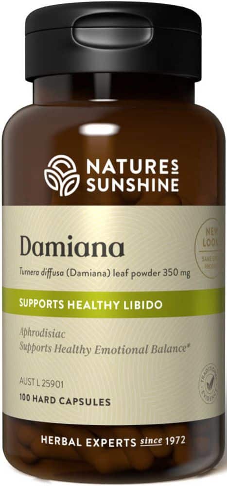 Natures Sunshine Damiana 350mg 100 Caps Front