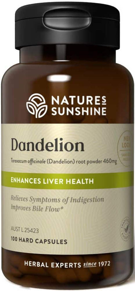 Natures Sunshine Dandelion 460mg 100 Caps Front