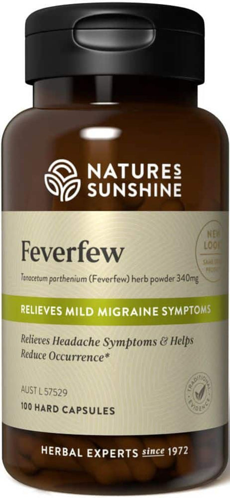 Natures Sunshine Feverfew 340mg 100 Caps Front