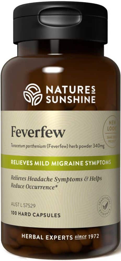 Natures Sunshine Feverfew 340mg 100 Caps Front