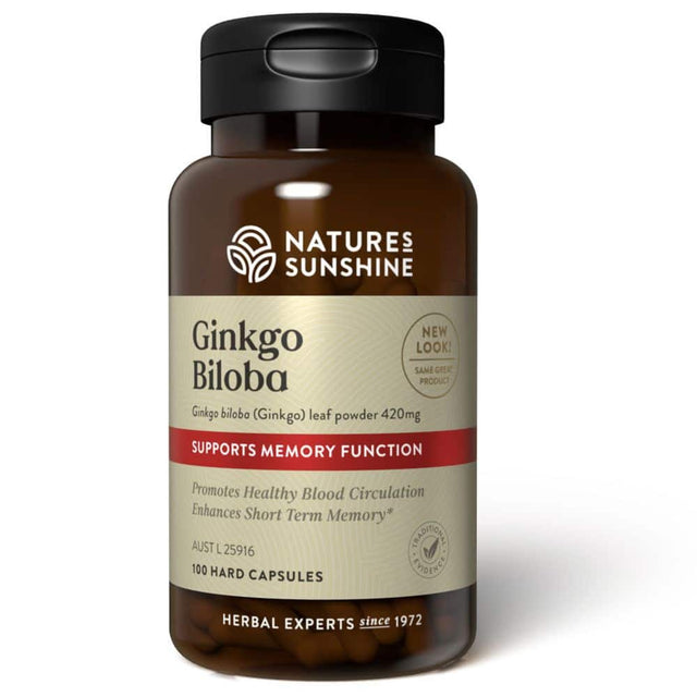 Natures Sunshine Ginkgo Biloba 420mg 100 Caps Front