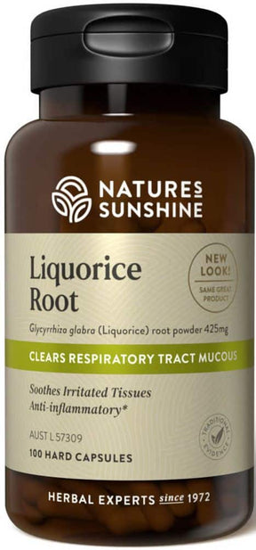 Natures Sunshine Liquorice Root 425mg 100 Caps Front