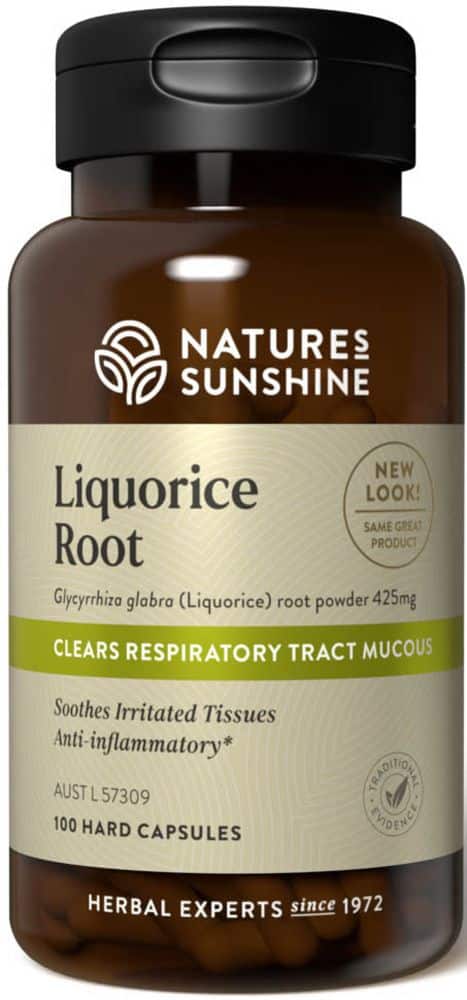 Natures Sunshine Liquorice Root 425mg 100 Caps Front
