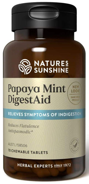Natures Sunshine Papaya Mint DigestAid 70 Tabs Front